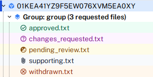 Request file icons during independent review